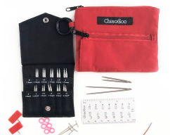 Sada zkrácených kruhových výměnných jehlic ChiaoGoo Twist Shorties Mini 5 a 8 cm, červená, velikost Mini