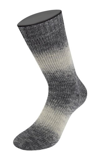 Model z produktu – LANA GROSSA Meilenweit Woolycell - Hell/ Mittel/ Dunkelgrau 6012