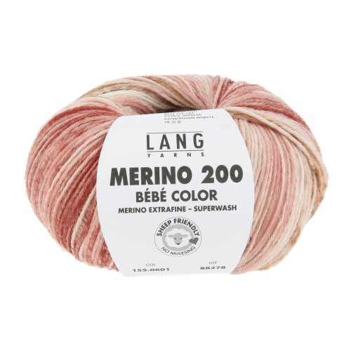 MERINO 200 BÉBÉ COLOR - OFFWHITE/ROSA/TERRACOTTA