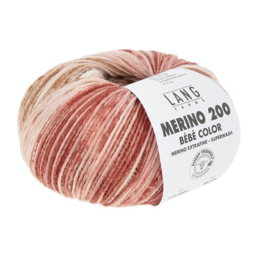MERINO 200 BÉBÉ COLOR - OFFWHITE/ROSA/TERRACOTTA