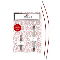 Sada zkrácených jehlic ChiaoGoo TWIST Shorties Combo Pack 5 a 8 cm, červená, velikost Mini